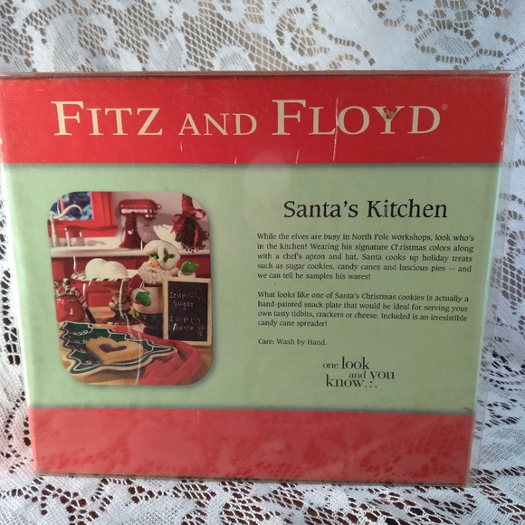 NIB FITZ & FLOYD PLATE & SPREADER - CHRISTMAS ORNAMENT CANDY CANE THEME - Picture 5 of 5